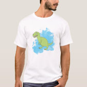 Dinosaurier mit blauem Paint T-Shirt (Vorderseite)