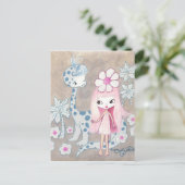 Dinosaurier mit Cavegirl Postkarte (Stehend Vorderseite)