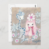 Dinosaurier mit Cavegirl Postkarte (Vorne/Hinten)