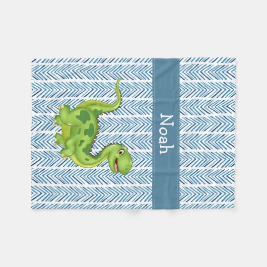 Dinosaurier mit dem Namen des Kindes Fleecedecke (Vorderseite (Horizontal))