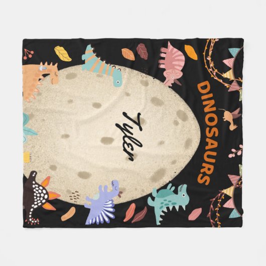 Dinosaurier mit Dinosauriern und Dino-Eiern Fleecedecke (Vorderseite (Horizontal))