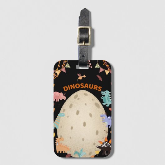 Dinosaurier mit Dinosauriern und Dino-Eiern Gepäckanhänger (Vorderseite Vertikal)