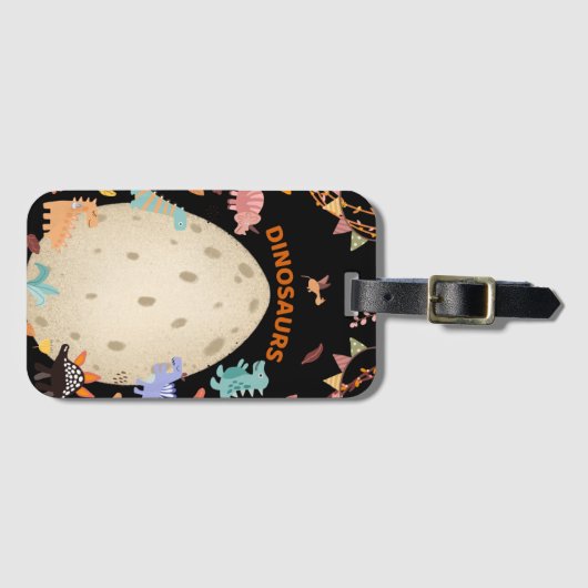 Dinosaurier mit Dinosauriern und Dino-Eiern Gepäckanhänger (Vorderseite (Horizontal))