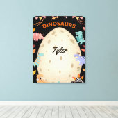 Dinosaurier mit Dinosauriern und Dino-Eiern Leinwanddruck (Insitu (Holzboden))