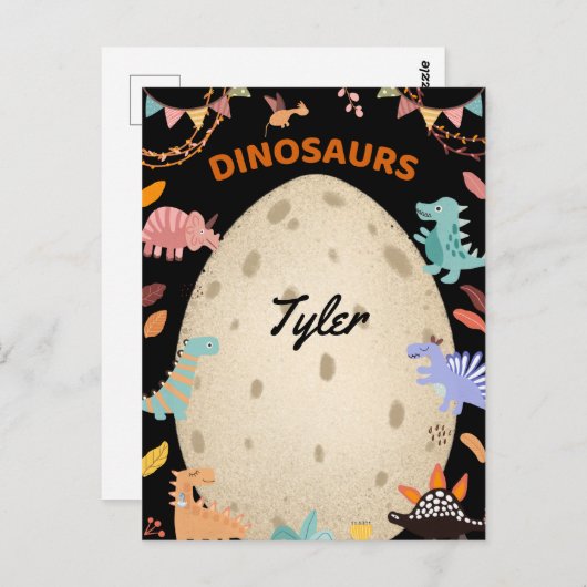 Dinosaurier mit Dinosauriern und Dino-Eiern Postkarte (Vorne/Hinten)