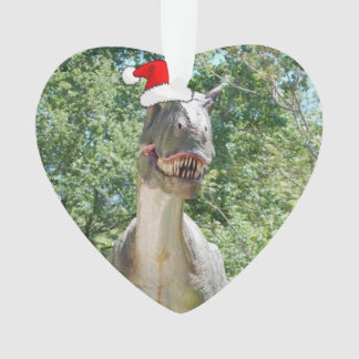 Dinosaurier mit einem Weihnachtshut zu Weihnachten Ornament