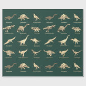 Dinosaurier mit grünen Namen Geschenkpapier (Flach)