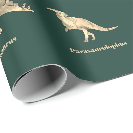 Dinosaurier mit grünen Namen Geschenkpapier (Rolleneckpunkt)
