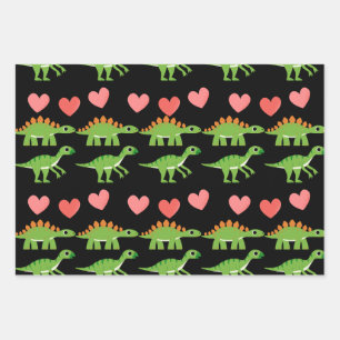 Dinosaurier mit Liebe-Umschlagpapier Geschenkpapier Set