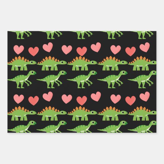 Dinosaurier mit Liebe-Umschlagpapier Geschenkpapier Set (Vorderseite)