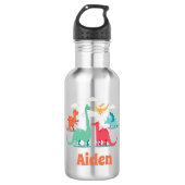Dinosaurier Mit Monogramm Edelstahlflasche (Vorderseite)