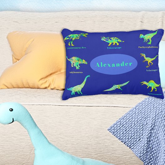 Dinosaurier mit Namen Colorful Blue Kissenbezug