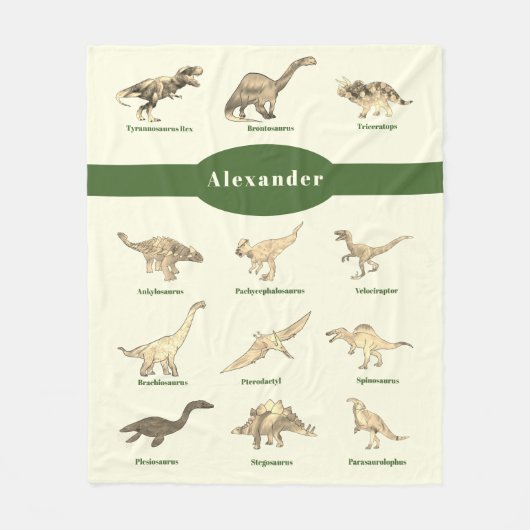 Dinosaurier mit Namen Dunkelgrün Fleecedecke (Vorderseite)