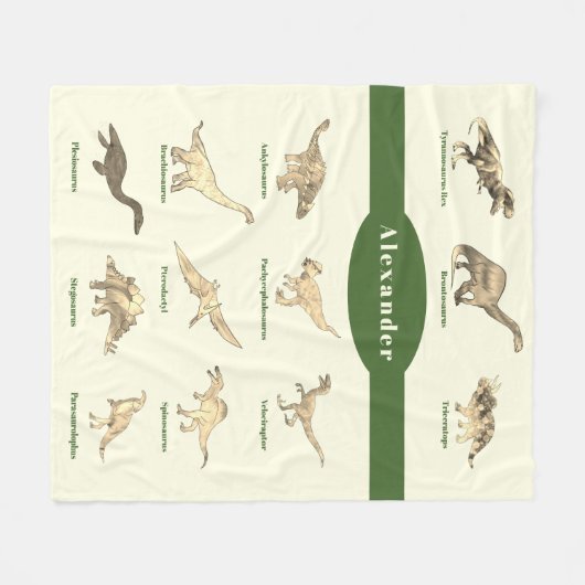 Dinosaurier mit Namen Dunkelgrün Fleecedecke (Vorderseite (Horizontal))