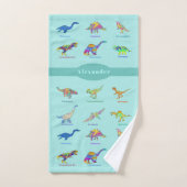 Dinosaurier mit Namen Farbiges Muster Aquamarin Badhandtuch Set (Handtuch)