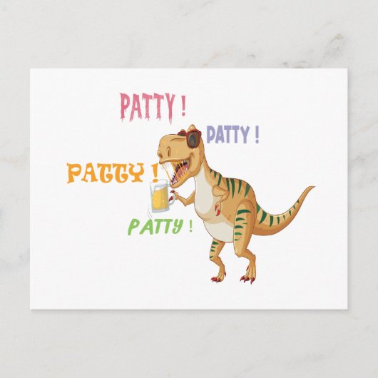 Dinosaurier mit Party Feiertagspostkarte (Vorderseite)