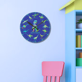 Dinosaurier mit Personalisierten blauen Namen Runde Wanduhr