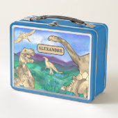 Dinosaurier mit personalisierten Namen Metall Brotdose (Vorderseite)