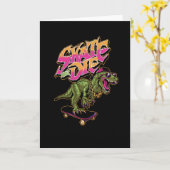 Dinosaurier mit Skateboard Karte (Gelbe Blume)