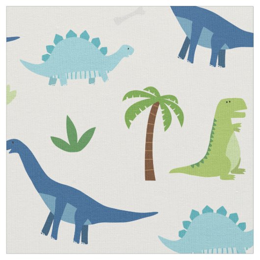 Dinosaurier mit T-Rex, Brachiosaurus, Stegosaurus Stoff (Nahaufnahme)