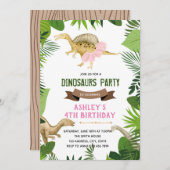 Dinosaurier mit Tutu-Party Einladung (Vorne/Hinten)