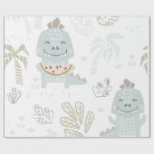 Dinosaurier mit Wassermelone Geschenkpapier (Flach)