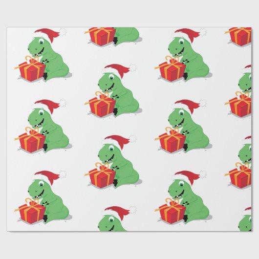 Dinosaurier mit Weihnachtsgeschenkpapier Geschenkpapier (Flach)