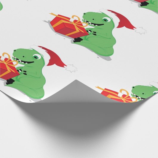 Dinosaurier mit Weihnachtsgeschenkpapier Geschenkpapier (Ecke)