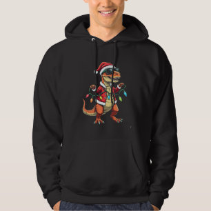Dinosaurier mit Weihnachtslicht-Weihnachtsmannmütz Hoodie