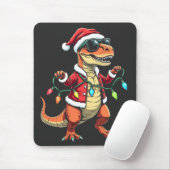 Dinosaurier mit Weihnachtslicht-Weihnachtsmannmütz Mousepad (Mit Mouse)