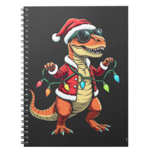 Dinosaurier mit Weihnachtslicht-Weihnachtsmannmütz Notizblock