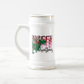 Dinosaurier mit Weihnachtsmann Bierglas (Links)
