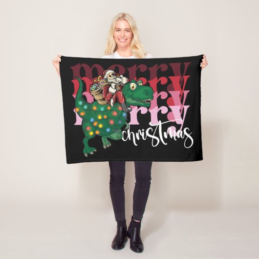 Dinosaurier mit Weihnachtsmann Fleecedecke (Beispiel)