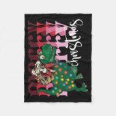 Dinosaurier mit Weihnachtsmann Fleecedecke (Vorderseite)