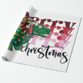 Dinosaurier mit Weihnachtsmann Geschenkpapier (Ungerollt)