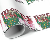 Dinosaurier mit Weihnachtsmann Geschenkpapier (Rolleneckpunkt)