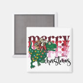 Dinosaurier mit Weihnachtsmann Magnet (Vorderseite/Rückseite)
