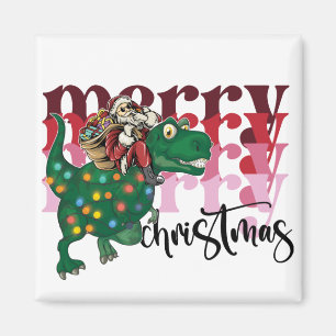Dinosaurier mit Weihnachtsmann Magnet