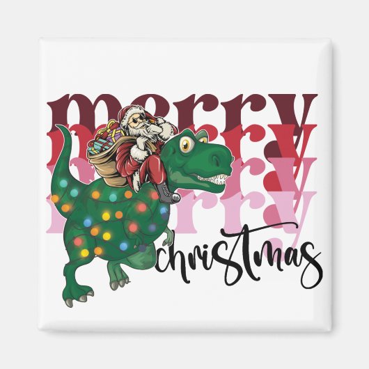 Dinosaurier mit Weihnachtsmann Magnet (Vorne)