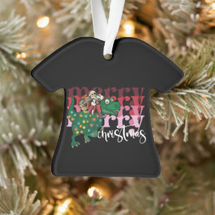 Dinosaurier mit Weihnachtsmann Ornament