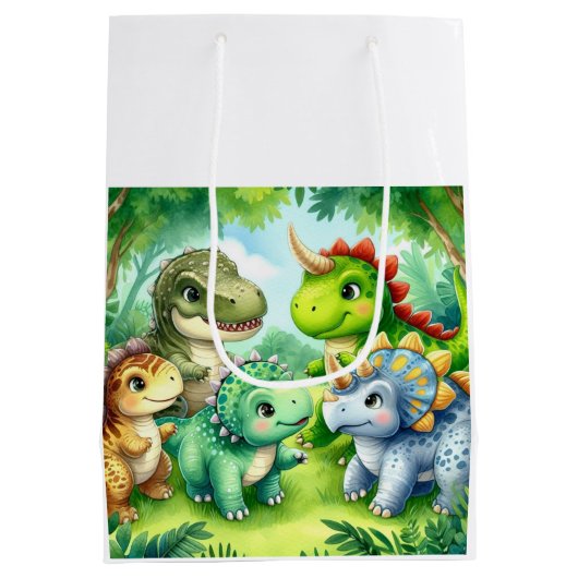Dinosaurier Mittlere Geschenktüte (Rückseite)