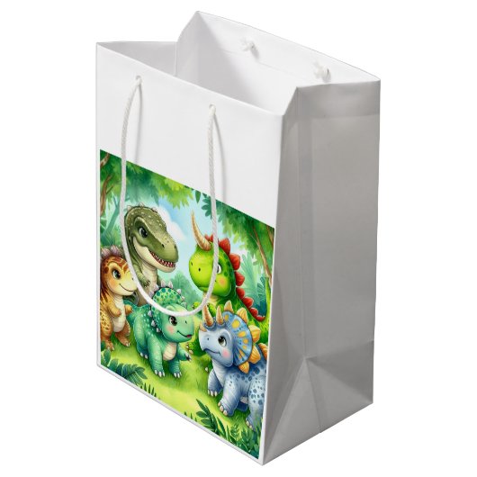 Dinosaurier Mittlere Geschenktüte (Rückseite Schrägansicht)