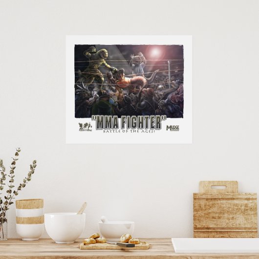 Dinosaurier-MIXED MARTIAL ARTS-Kampf Poster (Küche)