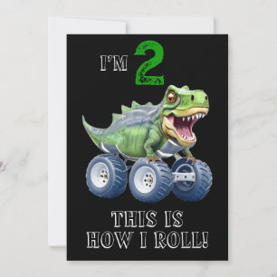Dinosaurier-Monster-LKW personalisiert Geburtstag Einladung