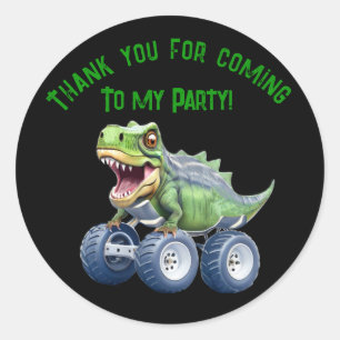 Dinosaurier-Monster-LKW personalisiert Geburtstag Runder Aufkleber