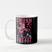 Dinosaurier Monster Truck Pink Ribbon Crush Brust Kaffeetasse (Links)