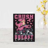Dinosaurier Monster Truck Pink Ribbon Crush Brust Karte (Gelbe Blume)