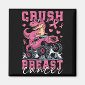 Dinosaurier Monster Truck Pink Ribbon Crush Brust Magnet (Vorne)