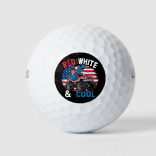 Dinosaurier-Monstertruck Dino 4. Juli-Flagge Junge Golfball