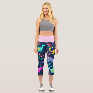 Dinosaurier Multicolor Niedlich High Waisted Capri Leggings